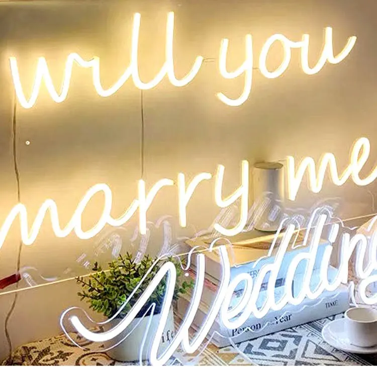 Letrero de neón flexible para boda, cartel de neón personalizado montado en la pared, para boda