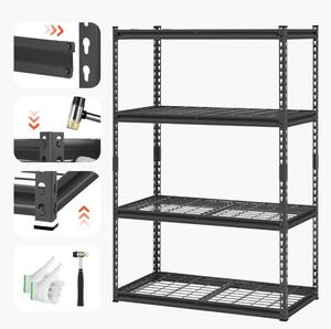 Estantería Metálica sin Pernos de 4 Niveles, Resistente, Ajustable, para Almacenamiento en Almacén, Garaje y Hogar - Product Image 1