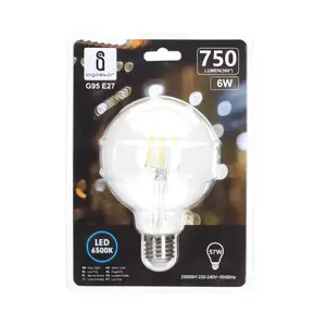 Ampoule LED à filament E27 G95 6W transparente, idéale pour l'éclairage décoratif et l'économie d'énergie. - Product Image 2