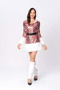 Kostum Natal film TV dewasa wanita pakaian pesta Natal pakaian performa DS Hotel dan putih pemotretan bergaris merah - Product Image 5