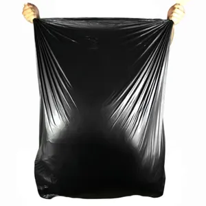 Outdoor Garbage Bags Heavy Duty Trash Can Liners OEM Extra Large Black 55 Gallon PE Square Bottom Bag Heat Seal Gravure Printing
