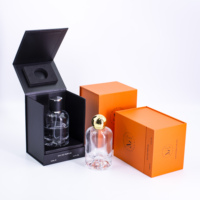 Flacon de Parfum Personnalisé en Verre Vide de 50ml avec Vaporisateur, Emballage Cadeau en Carton Noir et Boîte
