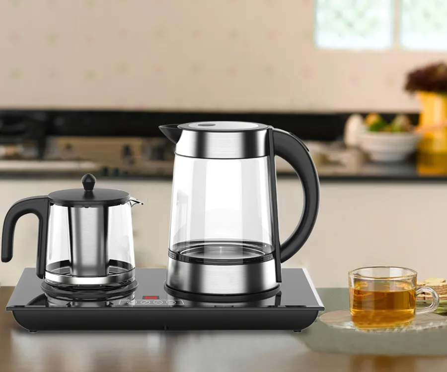 Set da tè elettrico teiera e bollitore in vetro da 1,7 litri elettrodomestico da cucina intelligente macchina per tè e caffè personalizzata