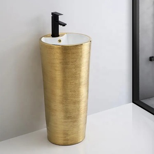 Lavabo en céramique, adapté aux balcons et aux petits appartements. Lavabo sur pied avec plusieurs options de couleurs. - Product Image 3