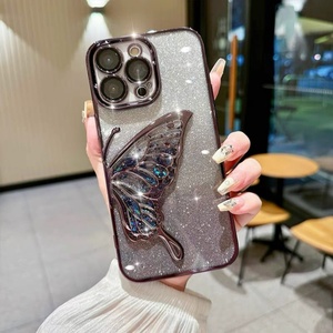 Funda Protectora para Teléfono Móvil con Diseño de Mariposa y Purpurina, 2 en 1, con Recubrimiento Electrolítico, para iPhone 17 16 15 14 13 Pro Max - Product Image 4