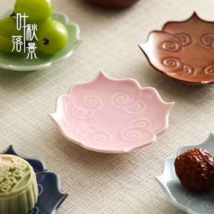 Fallen Leaves In Autumn Ceramic Flower Shape <b>Tray</b> Handmade <b>Small</b> Dish For Snack Party Dishes - Product Image 2