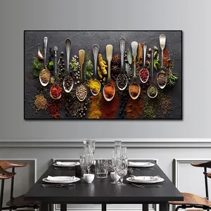 홈 아트 장식 곡물 향신료 숟가락 고추 캔버스 회화 주방 장식 포스터 인쇄 식당 벽 예술 사진