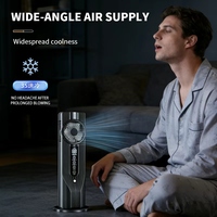 Ventilateur tour sans pales 6 vitesses avec réservoir d'eau, rechargeable, brumisateur, minuterie 6H, faible bruit, rafraîchisseur d'air portable pour ordinateur et voiture