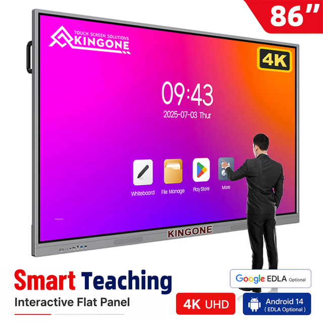 KINGONE Cheap Price 65 75 86 100 Inch LCD Digital Display Infrared AI Classroom Interactive Smart Board Touch Screen Whiteboard
