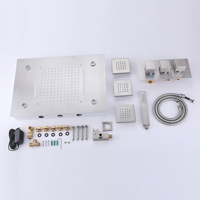 Kit de douche suspendu carré à LED trois fonctions Hongedc, système de douche encastré mural en céramique à installation dissimulée