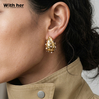 Boucles d'oreilles pendantes vintage Withher en forme de goutte d'eau, plaquées or, en acier inoxydable, avec zircon, classiques, élégantes, de luxe, pour femmes