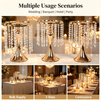 Vase décoratif doré en fer électroplaqué de style américain pour centre de table de mariage extérieur avec fleurs artificielles