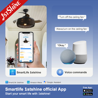 Ventilateur de plafond rétractable 1stshine à 3 pales invisibles, rétro, compatible Alexa et Google, contrôle intelligent par application, qualité professionnelle, 6 vitesses