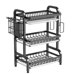 Égouttoir à vaisselle de cuisine multifonctionnel avec planche à découper et <span class=keywords><strong>rangement</strong></span> <span class=keywords><strong>pour</strong></span> <span class=keywords><strong>couteaux</strong></span> - Organisateur de comptoir peu encombrant - Product Image 6