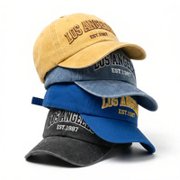 Casquette de baseball vintage en denim délavé 100 % coton à 6 panneaux, ajustable, motif lettres sportif, chapeau de soleil d'extérieur unisexe