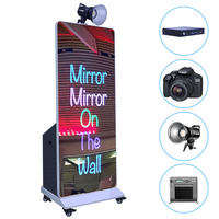 Grande cabine photo à miroir magique cabine photo instantanée avec appareil photo et imprimante kiosque photo portable en option avec roues