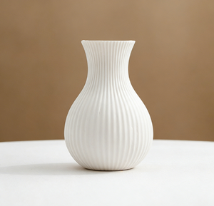 White Modern Minimalist Ceramic Vase With Lined Design for Living Room Dining Table Dried <b>Flower</b> <b>Display</b> Home Decor - Product Image 5