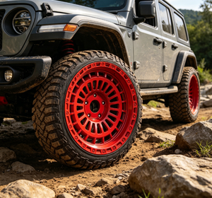 Jantes en aluminium forgé monobloc de 17 pouces, 6x139.7, déport négatif, rouge vif, jantes tout-terrain pour <span class=keywords><strong>Jeep</strong></span> <span class=keywords><strong>Wrangler</strong></span> JL/<span class=keywords><strong>JK</strong></span> - Product Image 1