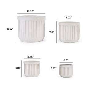 Ensemble de pots à plantes en céramique MDJ, 4 pièces, ronds, blancs brillants, style moderne, pour l'intérieur et l'extérieur, jardin, fleurs - Product Image 5