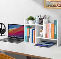 Vente flash, étagère de bureau multi-niveaux en bois blanc pratique et bon marché, petit organisateur de livres de bureau