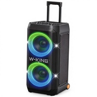 Enceinte portable sans fil W-KING T12, 370W MAX, son professionnel, basses profondes, grande enceinte d'extérieur avec roues