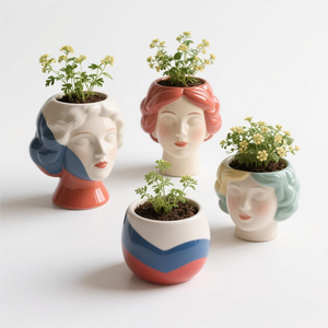 Vase en céramique nordique tchèque. Design personnalisé en 3D peint à la main, un récipient minimaliste alliant la simplicité <span class=keywords><strong>scandinave</strong></span> et des motifs tchèques - Product Image 4