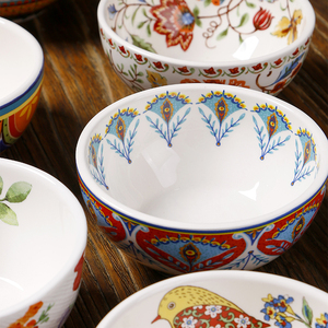 Phục vụ Kem ngũ cốc ngâm nước sốt lò vi sóng và máy rửa chén an toàn vẽ tay gốm tráng miệng bát nhiều phong cách - Product Image 5