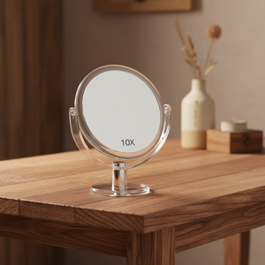 Miroir de Maquillage Portable 360 Degrés Double Face Grossissement 10X Pliable Finition Chromée Mignon pour la Beauté - Vente en Gros Usine - Product Image 1