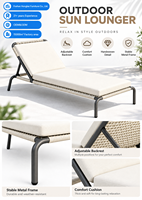 Chaise longue de piscine en aluminium pour l'extérieur, mobilier commercial avec coussin en corde tressée pour hôtel, complexe hôtelier, jardin