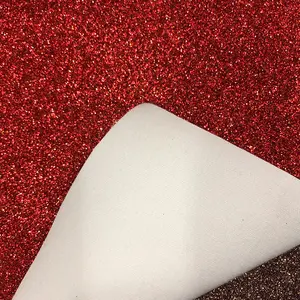 Obral besar kulit poliester berkilau PU kain Glitter vinil kulit imitasi untuk sepatu wanita tas dekorasi DIY