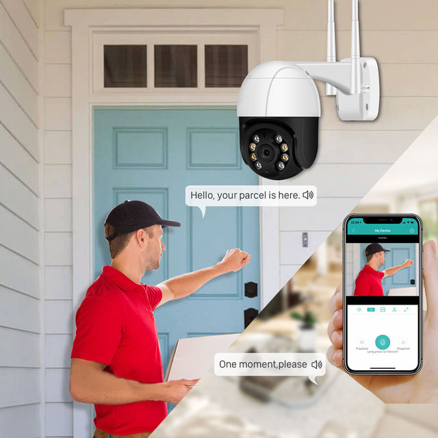 2026 AI Human Detection 1080P PTZ WiFi IP Camera Outdoor CMOS Sensor Memory Card Storage H.265 Home Security Camera with Audio