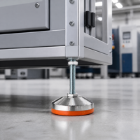 Pieds de support pour équipement industriel D80*M12*L120/150, robustes, antidérapants, galvanisés, avec base en PVC jaune