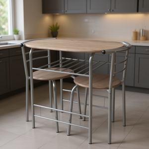 Ensemble de meubles de bar à petit-déjeuner en MDF, structure métallique ovale, design contemporain durable pour usage commercial - Product Image 2