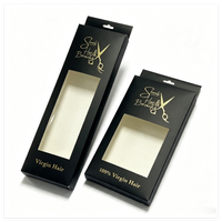 Caja de Embalaje de Cartón con Logotipo Personalizado y Colorido, Caja de Embalaje para Extensiones de Cabello con Ventanas de PVC