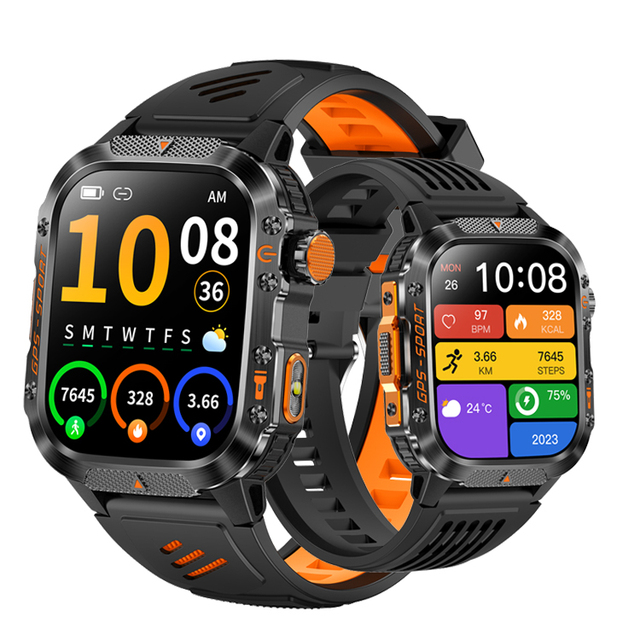 2025 GPS Smart Watch HT36 LED Flashlight Altitude Air Pressure Compass Multi Sports Mode 540mAh 3ATM Outdoor Smart Watches