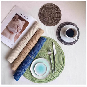 Set de table en ramie tissée avec fil de coton, 38cmx30cm, tapis isolant thermique, couleur unie, pour la salle à manger - Product Image 1