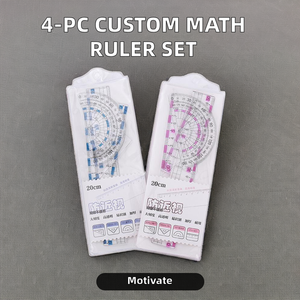 ชุดไม้บรรทัดพลาสติกใสแบบปรับแต่งได้ 4 ชิ้น ขนาด 8.8x24 ซม. ราคาโรงงาน MOQ ต่ำ อุปกรณ์เรขาคณิตคณิตศาสตร์ เครื่องเขียนเว็บโซเชียล - Product Image 3
