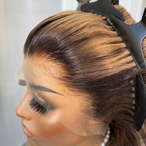Perruque de luxe 360 Lace Wig, ondulée, couleur bronzée, 100% cheveux humains vierges, ligne de cheveux naturelle, sans colle - Product Image 6
