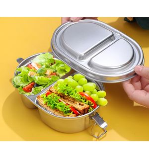 DFU163 Lonchera a Prueba de Niños y Estudiantes con 2 Compartimentos Sellados con Anillo de Silicona y Tapas con Cierre, Organizador de Alimentos - Product Image 1