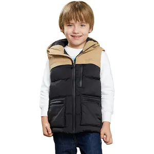 Jaket Tanpa Lengan Anak Laki-laki, Rompi Blok Warna, Jaket Puffer Gilet Anak Laki-laki