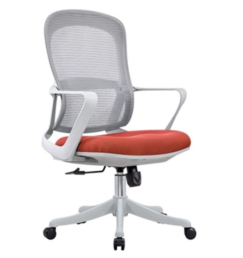 Silla giratoria con estructura gris/asiento rojo