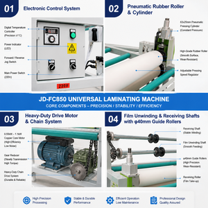 JUNDE Economical Semi Automatic Universal Heating Laminator for Wood Panel Glass Acrylic Sheet Surface Film Coating - Product Image 2