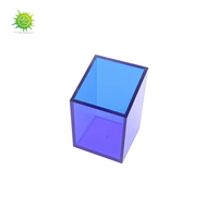 Porte-stylos en acrylique bleu translucide en gros, pot à crayons de bureau à ouverture inclinée pour rangement de fournitures de bureau OEM