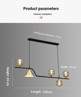 Lampes suspendues créatives de luxe minimalistes à une seule ligne en verre pour restaurant, bar, design noir pour salle à manger, bar