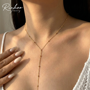 RINHOO Vintage Altın Renk Uzun Zincir Damla Kolye Kadınlar için Basit Metal Geometrik Boncuk Püskül Gerdanlık Parti Estetik Takı - Product Image 1