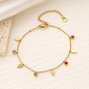 Pulsera multicolgante <span class=keywords><strong>de</strong></span> acero <span class=keywords><strong>de</strong></span> titanio a la moda, trébol <span class=keywords><strong>de</strong></span> cuatro hojas <span class=keywords><strong>de</strong></span> acero inoxidable, corazón, mal <span class=keywords><strong>de</strong></span> ojo, circón, joyería, enlace <span class=keywords><strong>de</strong></span> mariposa - Product Image 5