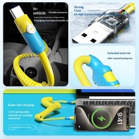 Kabel Pengisi Daya Mobil Silikon Gel yang Dapat Ditarik Ulang, Kompatibel untuk Lebih Banyak; Kabel Data USB-C Super Cepat