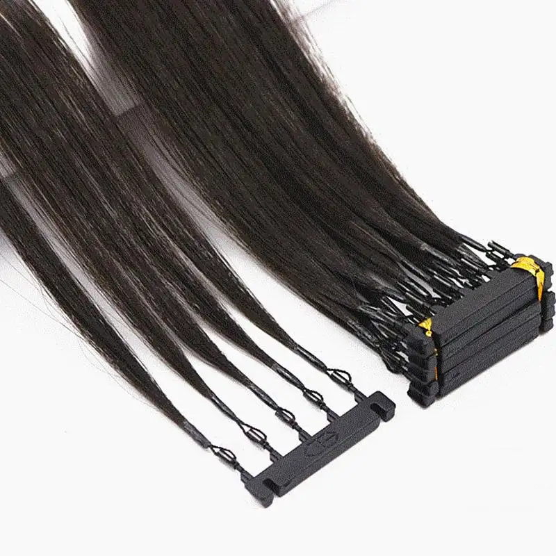 Máquina de fácil instalación 6D 2 extensión sin derramamiento doble dibujado Natural 100 cabello humano 6D extensiones de cabello