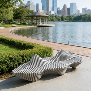 ม้านั่งไม้แผ่นใหญ่ลายทาง รุ่น Y507 สำหรับพื้นที่สาธารณะ ทนทานต่อสภาพอากาศ เหมาะสำหรับโรงแรม พื้นที่พักผ่อน หรือพื้นที่รอคอย - Product Image 6