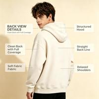 Sweat-shirt à capuche unisexe 320 g/m² 100 % coton, coupe oversize, couleur unie, pour adolescents et couples, style streetwear décontracté, vente en gros